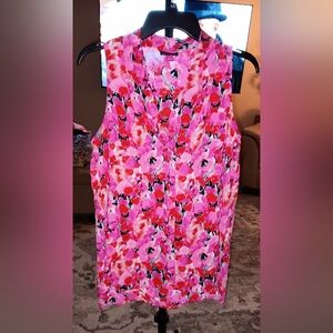 Vince Camuto Pink and Red Floral Blouse